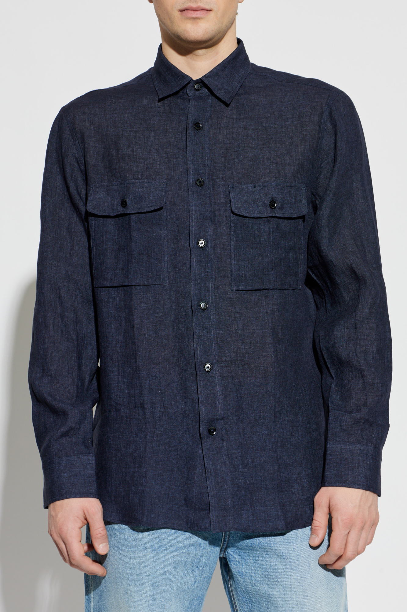Brioni ネイビーリネンシャツ M Brioni Linen shirt | Men's | Vitkac